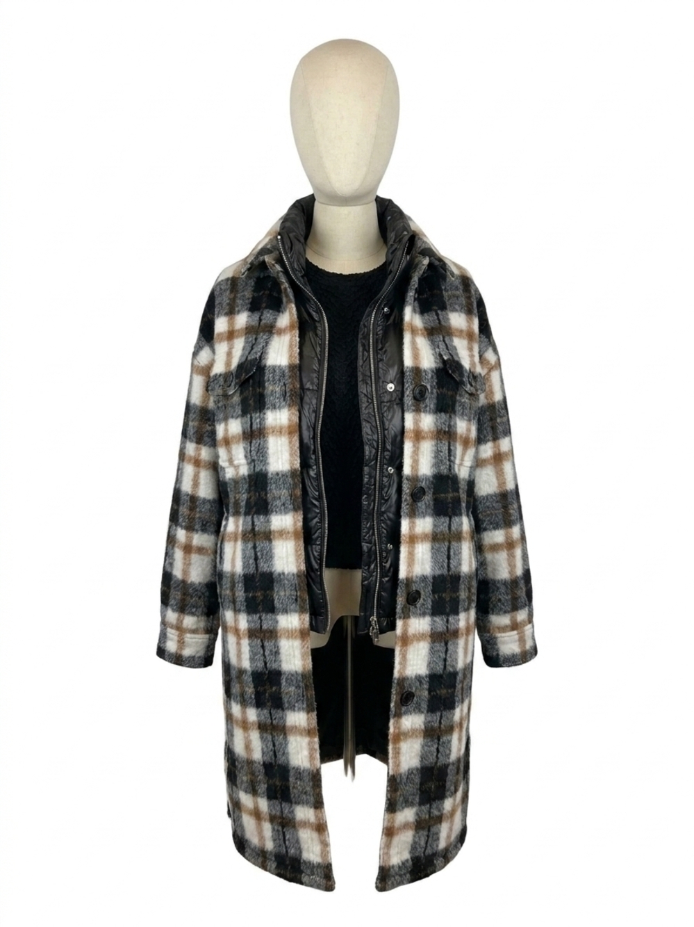 NEW SALTWATER LUXE nolin plaid button up jacket in cream/black